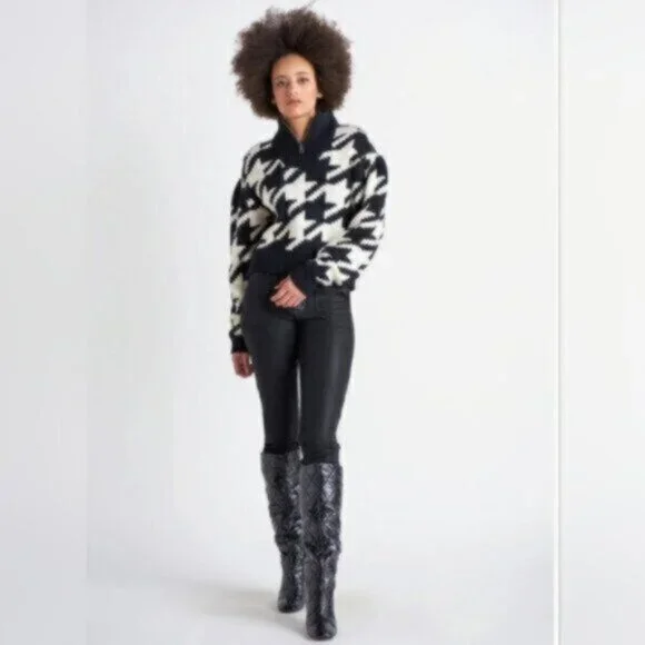 DEX Houndstooth Cropped Mock Neck Sweater NWT Sz XL - Picture 2 of 14